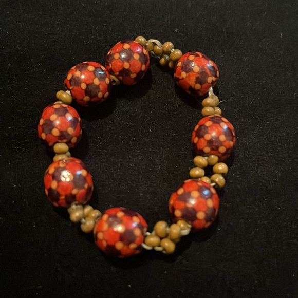 Beaded Brown, Orange, & Tan Stretchy Bracelet - Picture 6 of 17